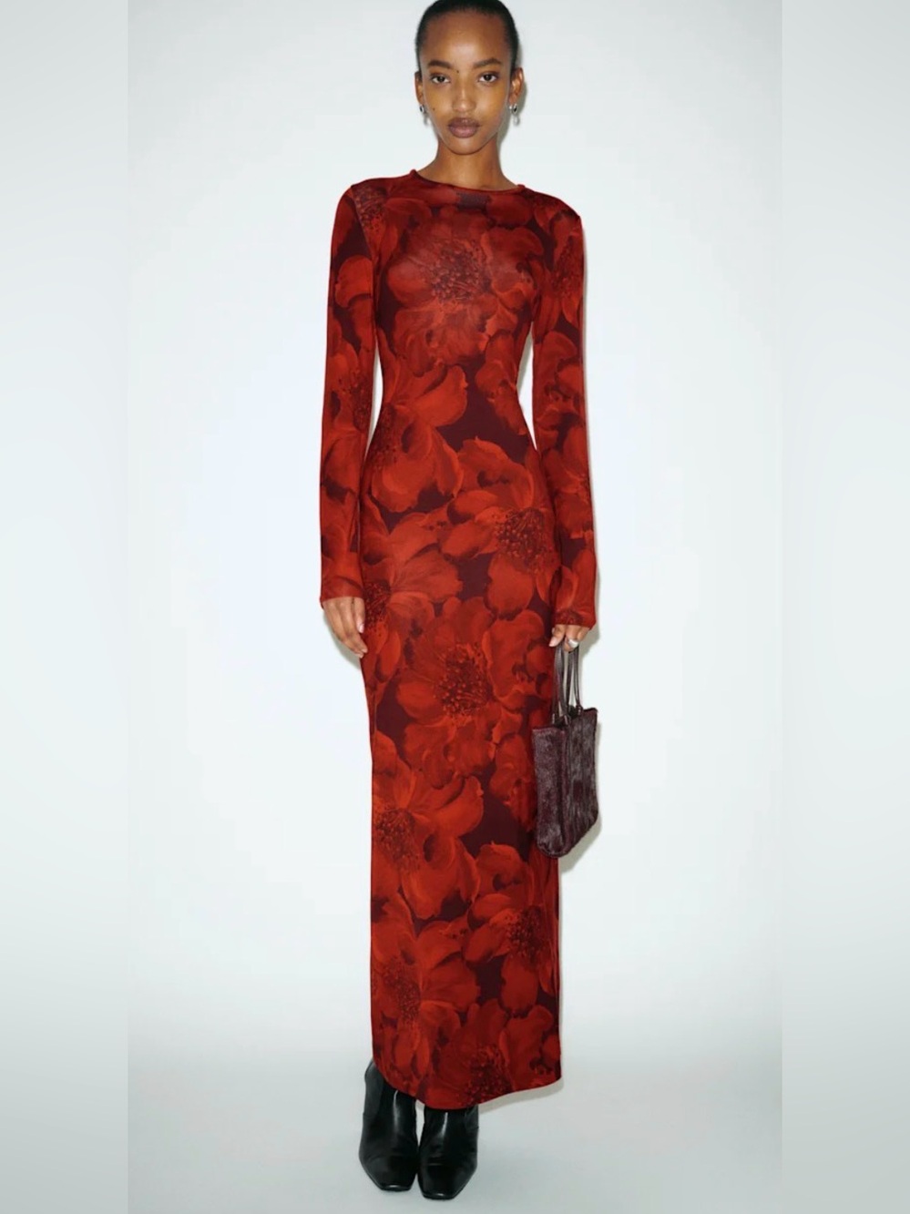 Tommie Knit Dress Long Sleeve Red Floral